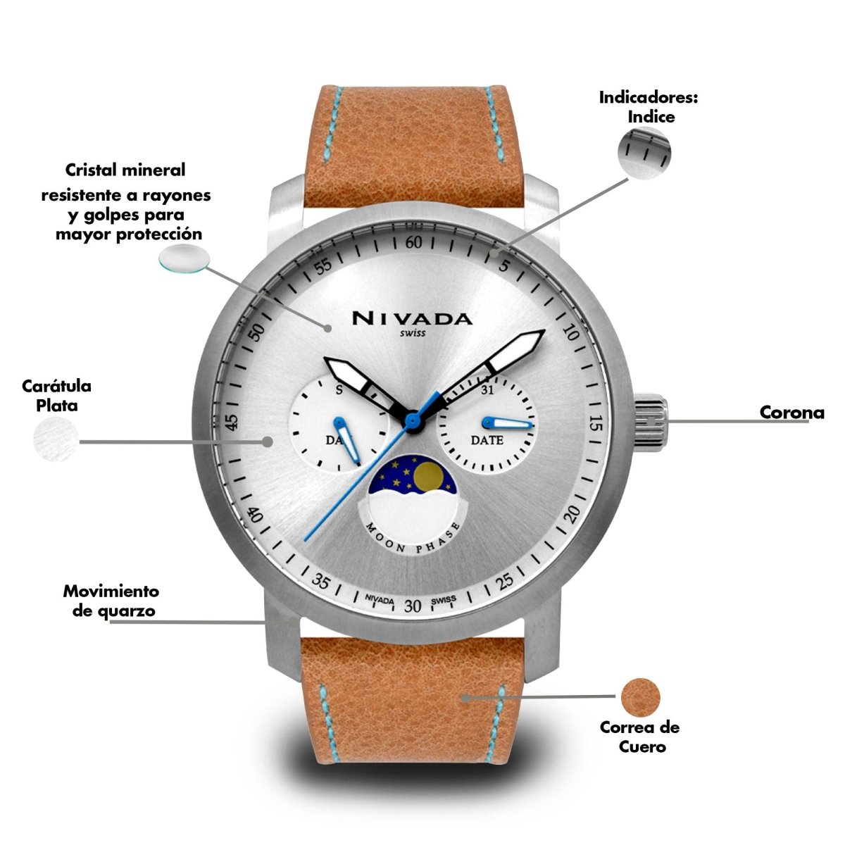 Reloj Moonphase 100 Caballero - Reloj Nivada Swiss