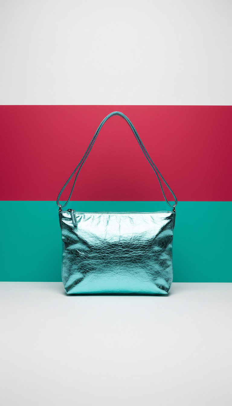 Bandolera metálica Neon Aqua efecto espejo