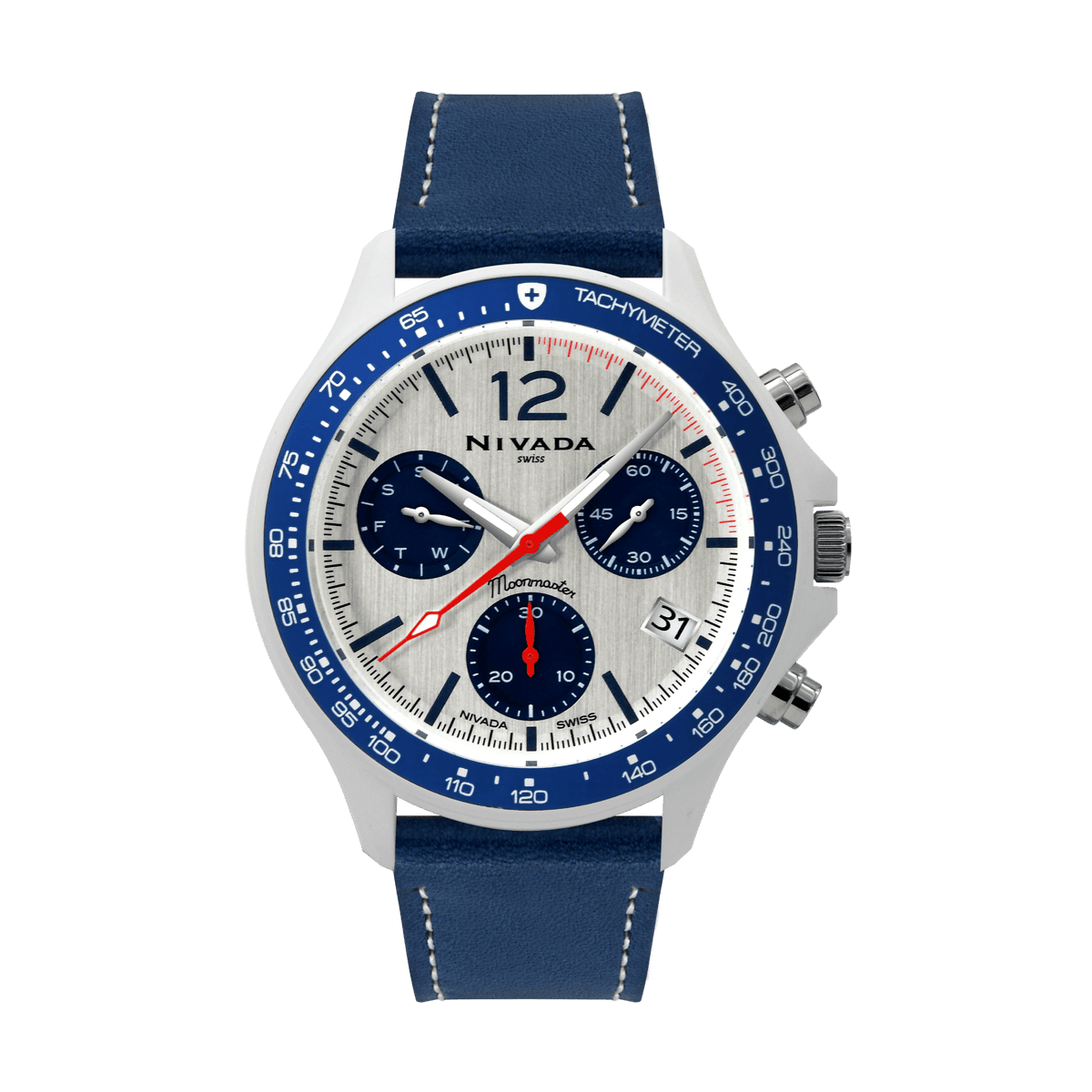 Moonmaster Cerámica Cronómetro Blanco & Azul - Reloj Nivada Swiss