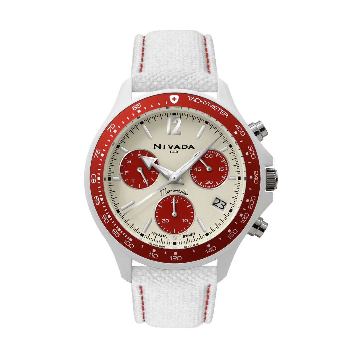 Moonmaster Cerámica Cronómetro Blanco & Rojo - Reloj Nivada Swiss