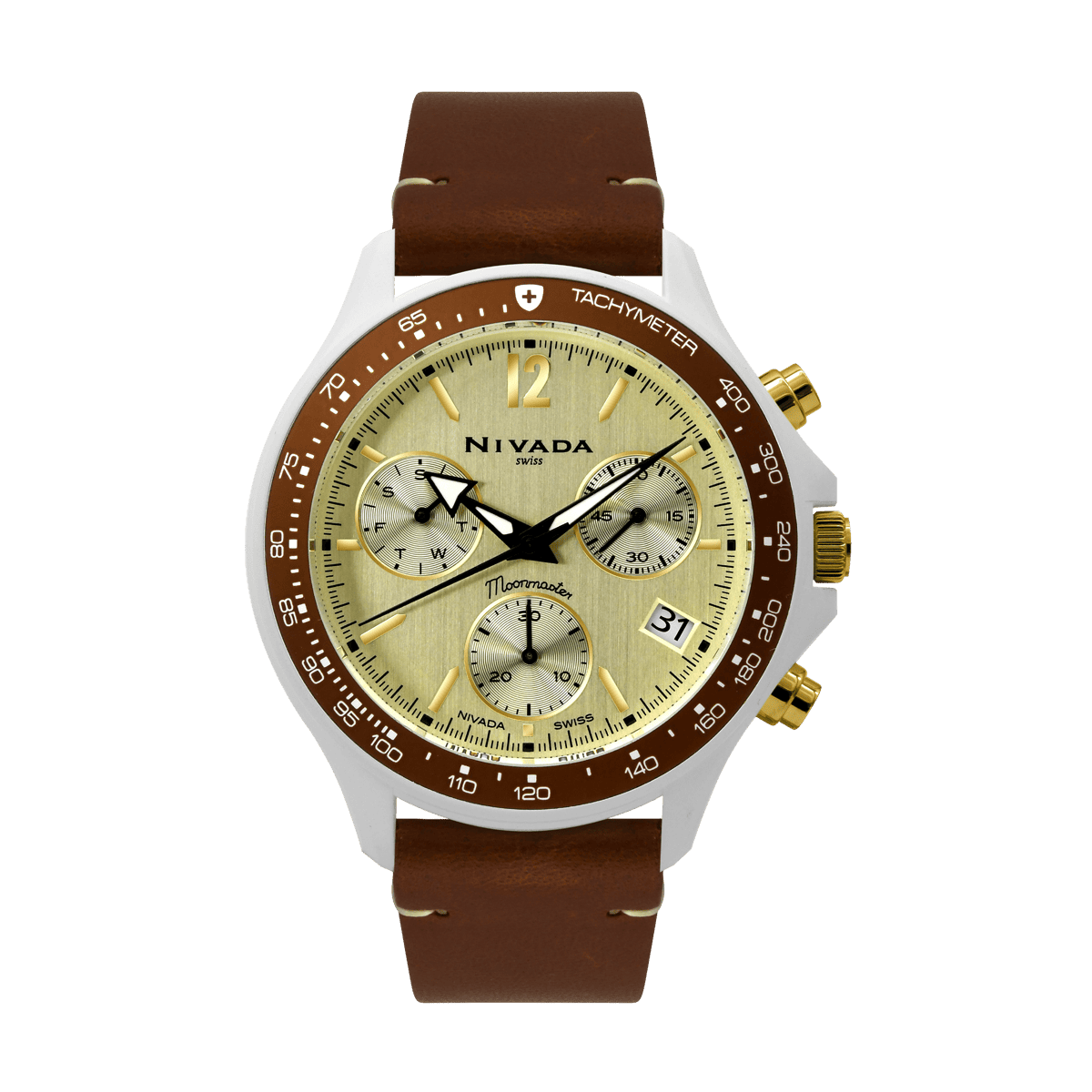 Moonmaster Cerámica Cronómetro Café Claro - Reloj Nivada Swiss