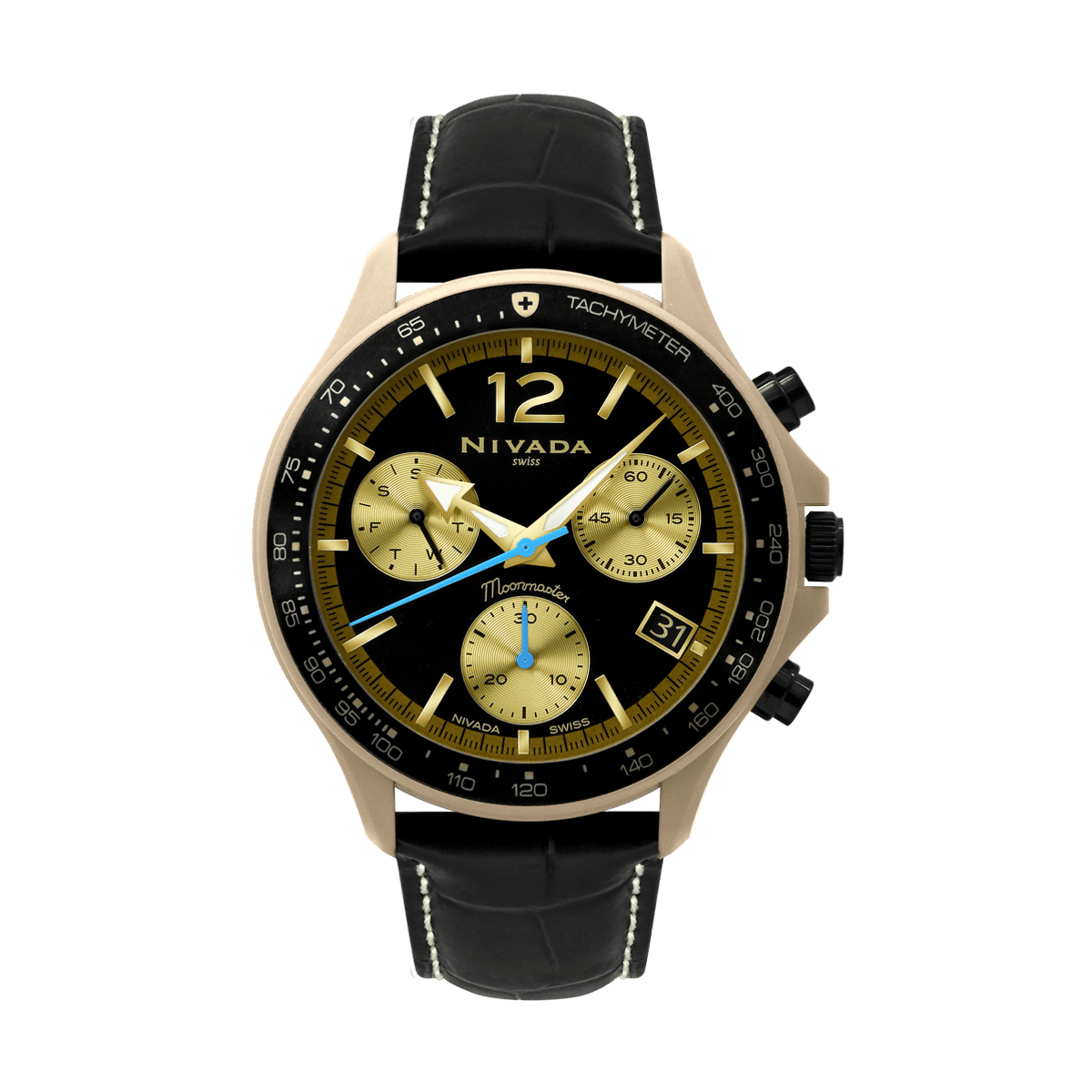 Moonmaster Cerámica Cronómetro Negro Dorado - Reloj Nivada Swiss