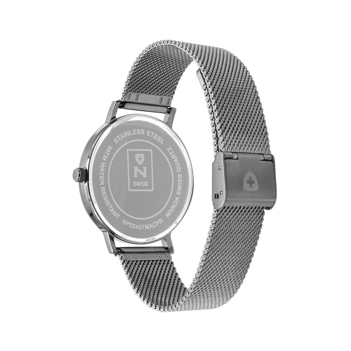 Par de relojes Hombre y Mujer - NIVADA CORPORATE AC/MESH CARATULA PLATA ROMANOS - Reloj Nivada Swiss