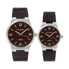 Par de relojes Hombre y Mujer - NIVADA CORPORATE AC/PIEL CARATA CAFE INDICES - Reloj Nivada Swiss