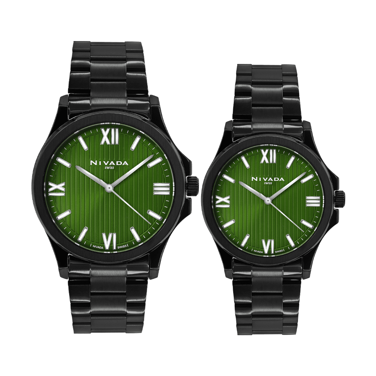 Par de relojes Hombre y Mujer - NIVADA CORPORATE PAVONADO CARATULA VERDE ROMANOS - Reloj Nivada Swiss