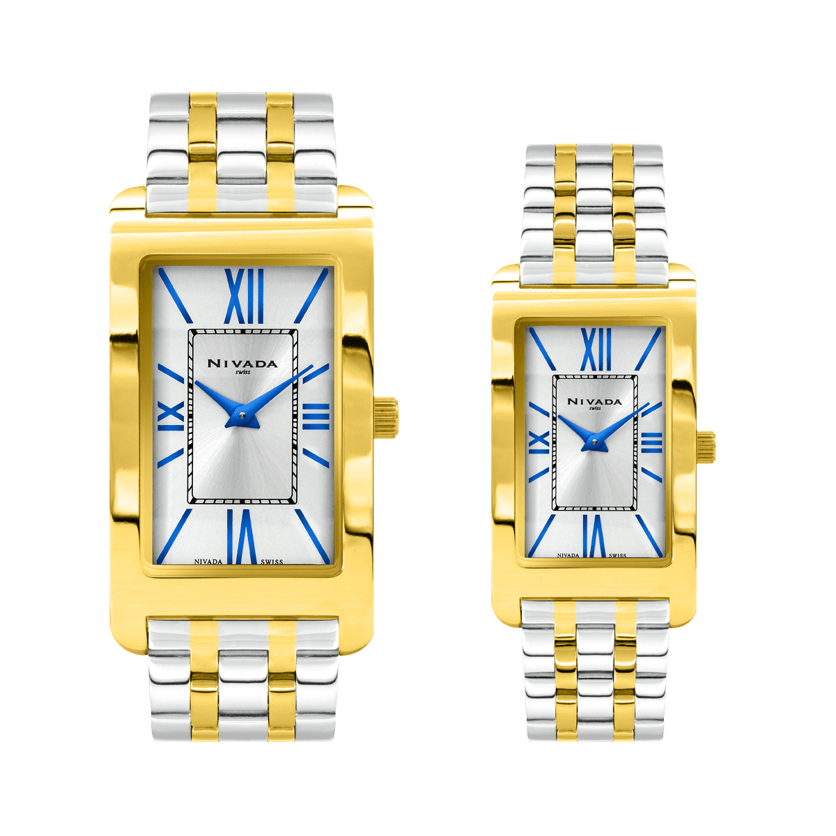 Par de relojes Hombre y Mujer - NIVADA EXECUTIVE AC/BIC PLATA ROMANO - Reloj Nivada Swiss