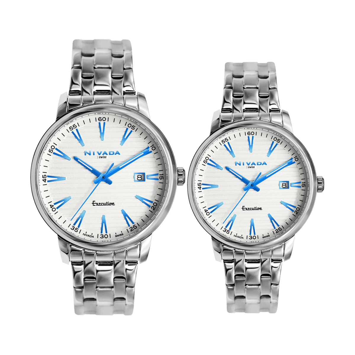 Par de relojes Hombre y Mujer - NIVADA EXECUTIVE ACERO BLANCO INDICE - Reloj Nivada Swiss