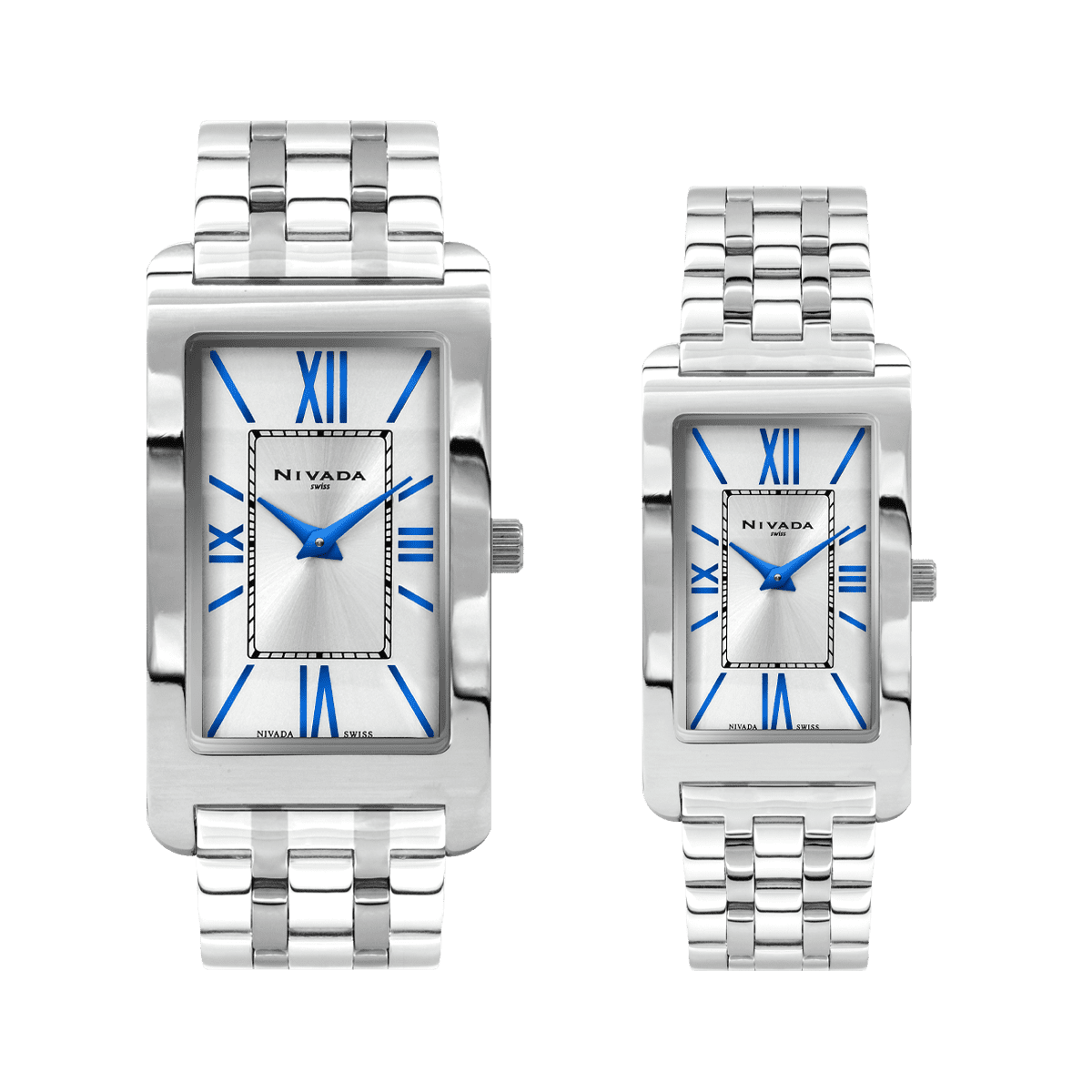 Par de relojes Hombre y Mujer - NIVADA EXECUTIVE ACERO/ACERO PLATA ROMANO - Reloj Nivada Swiss