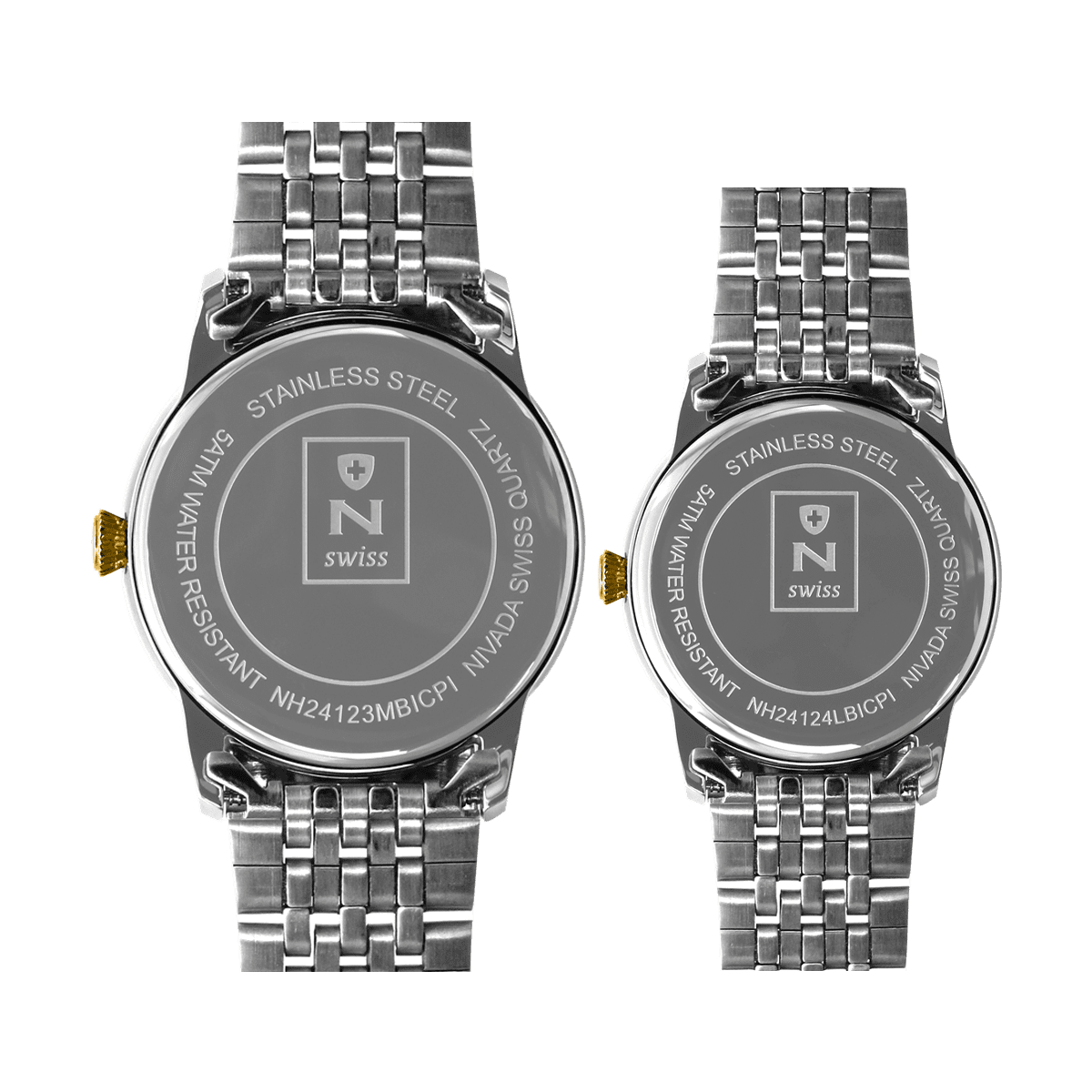 Par de relojes Hombre y Mujer - NIVADA EXECUTIVE BICOLOR CARATULA PLATA INDICE - Reloj Nivada Swiss