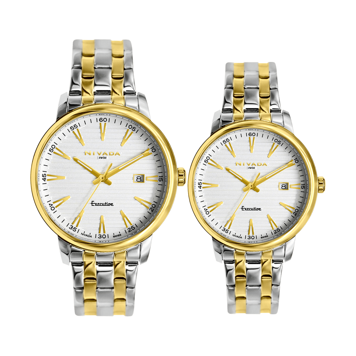 Par de relojes Hombre y Mujer - RELOJ NIVADA EXECUTIVE BICOLOR BLANCO INDICE - Reloj Nivada Swiss