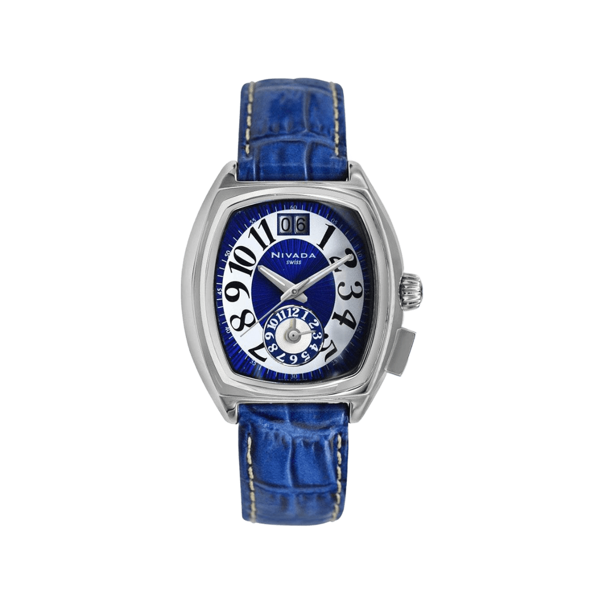 Reloj Nivada Swiss Dama Caratula Azul Y Correa De Piel Azul