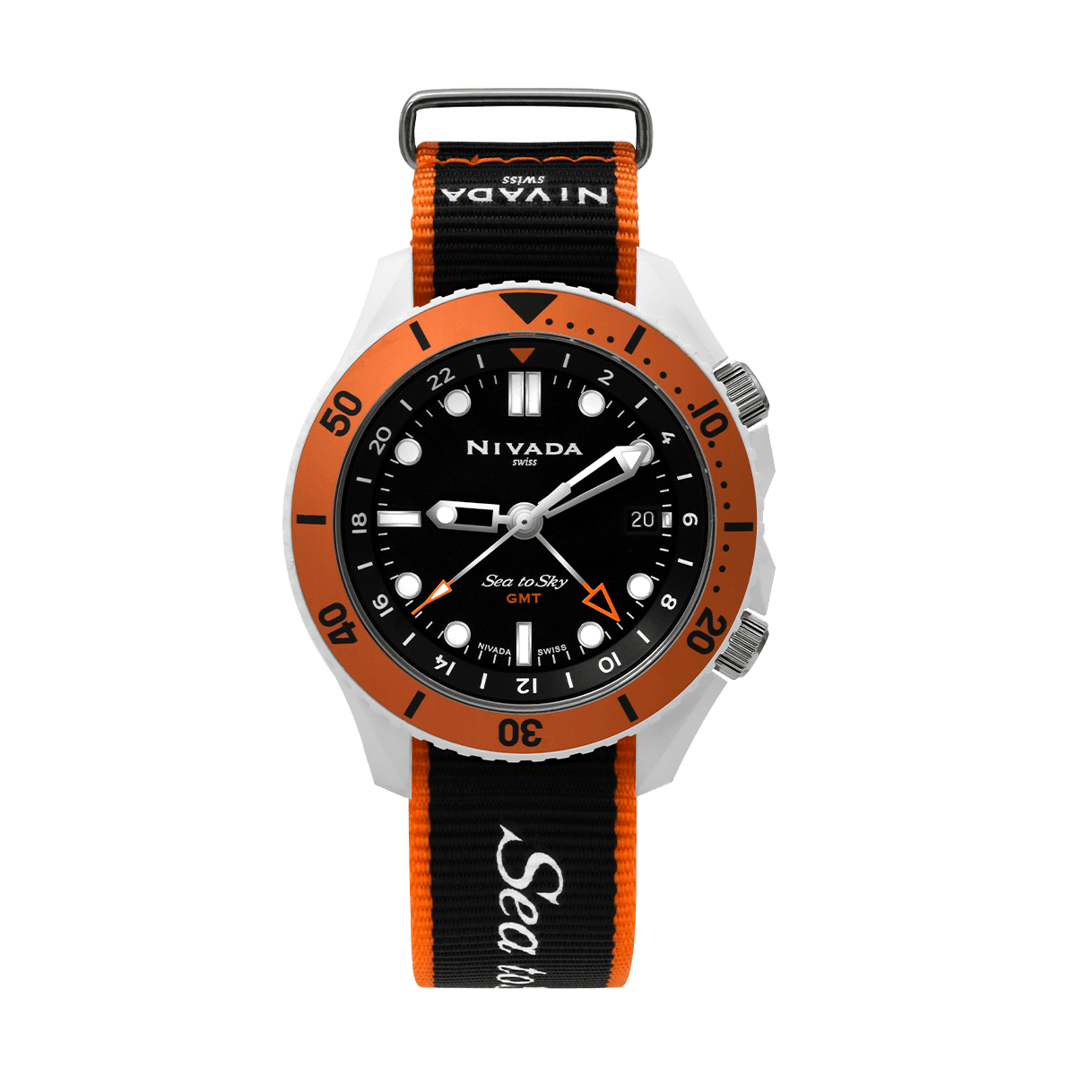 Sea To Sk& Cerámica GMT Naranja - Reloj Nivada Swiss