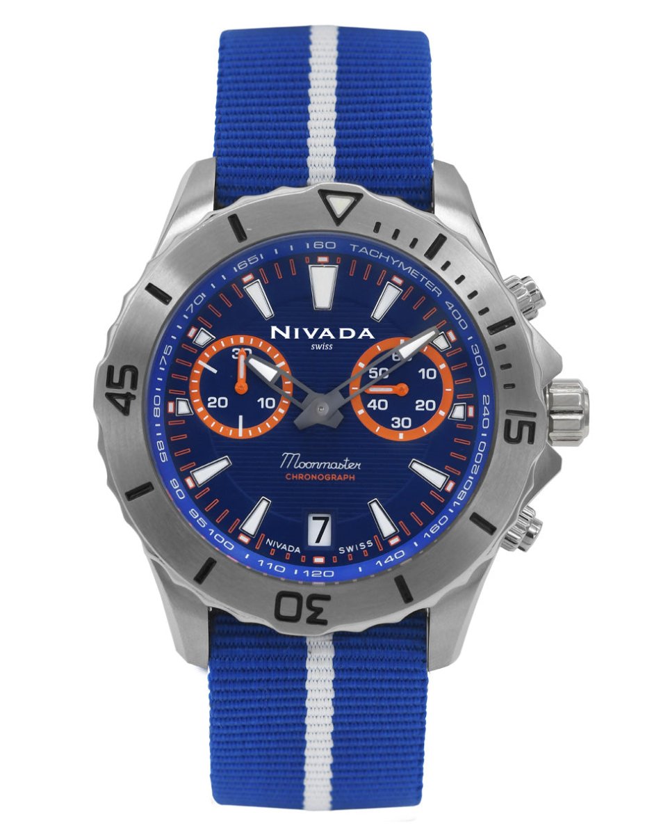 MOONMASTER CAB AC/NYLON CARAT AZUL INDICES - Reloj Nivada Swiss