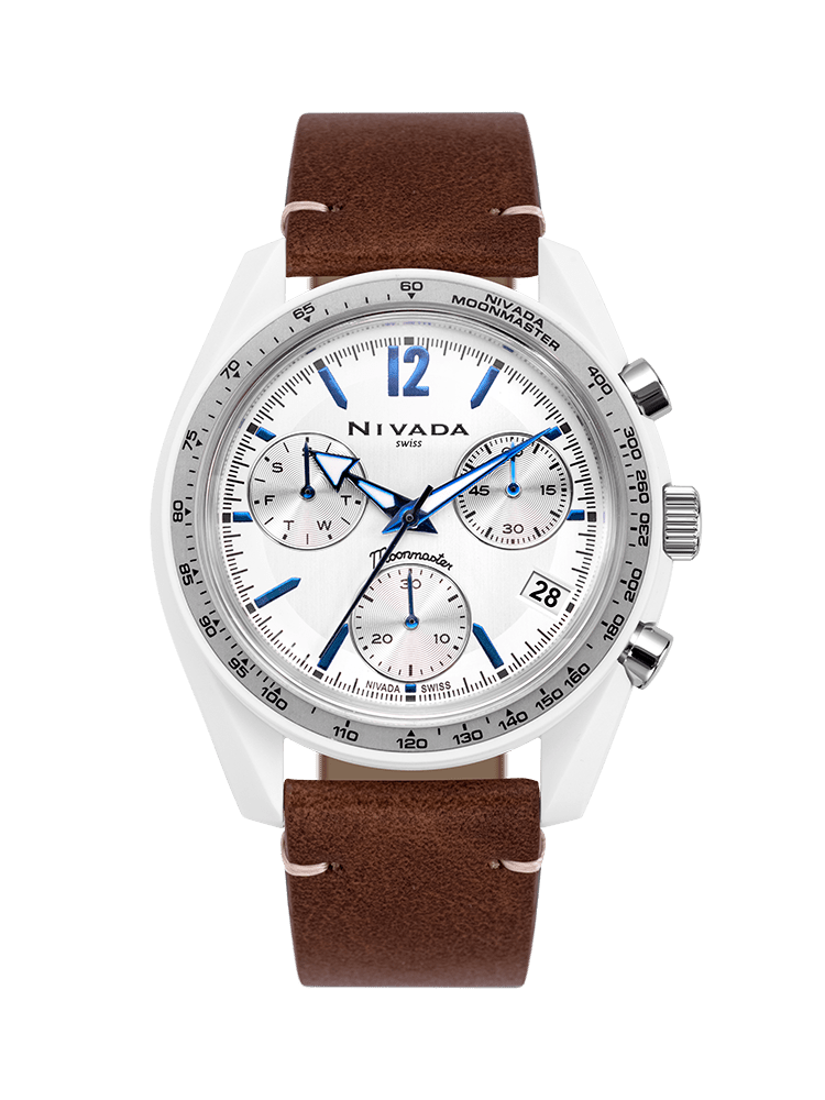 WHITE WITH BROWN LEATHER - Reloj Nivada Swiss